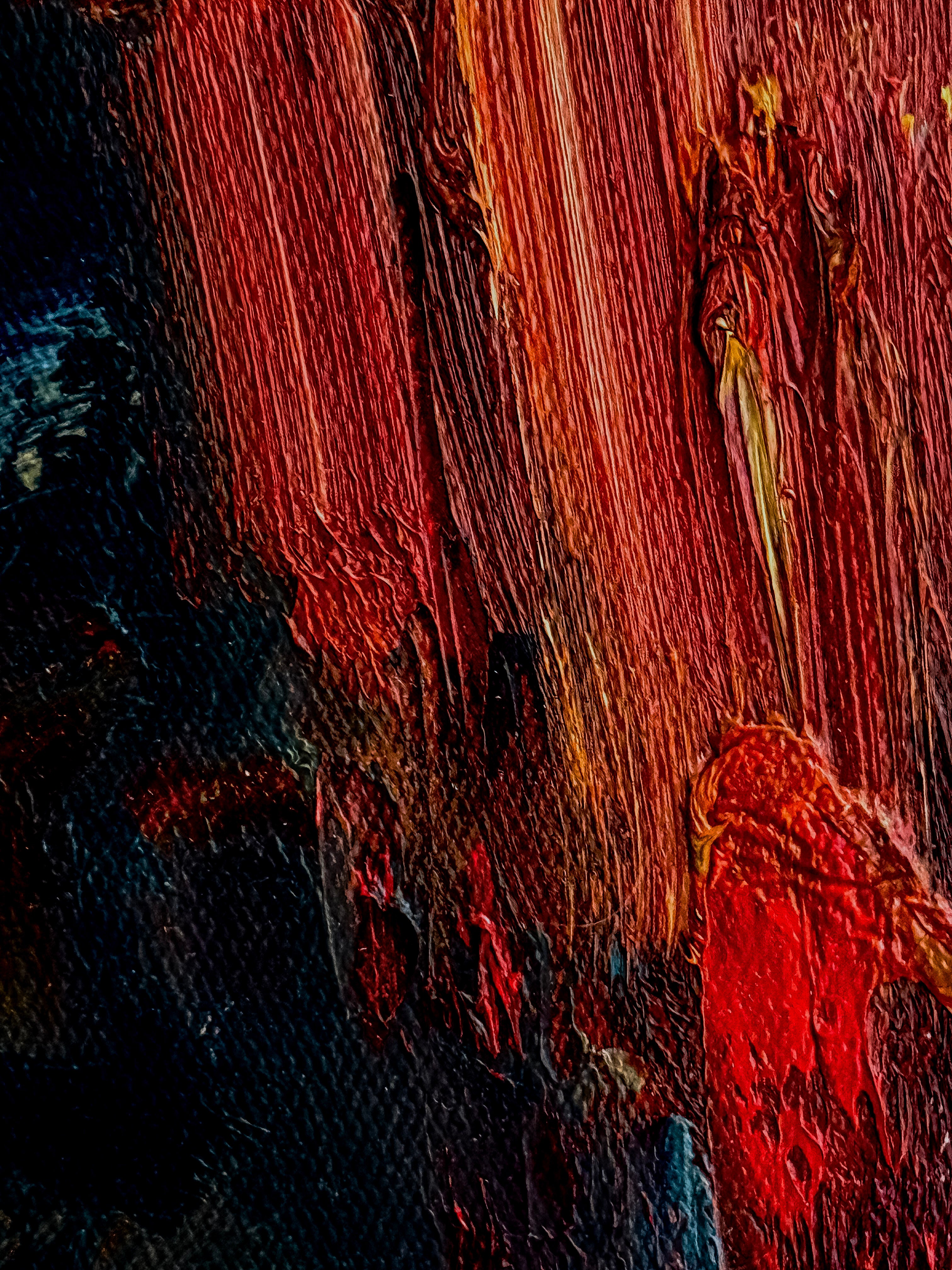 Expressive detail of the painting with color and brushwork