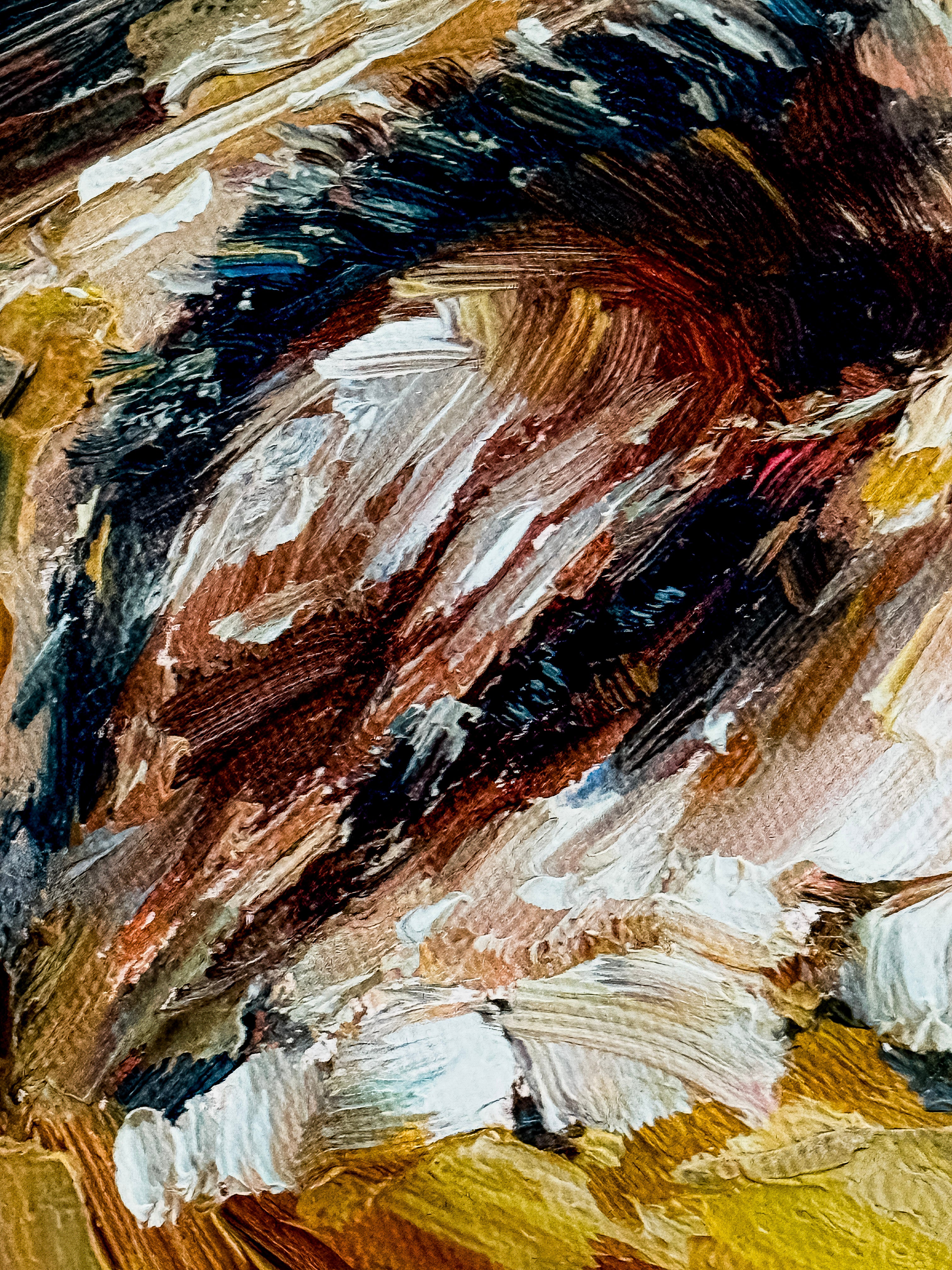 A close photograph of the raised oil-paint surface in Prayer Without Words