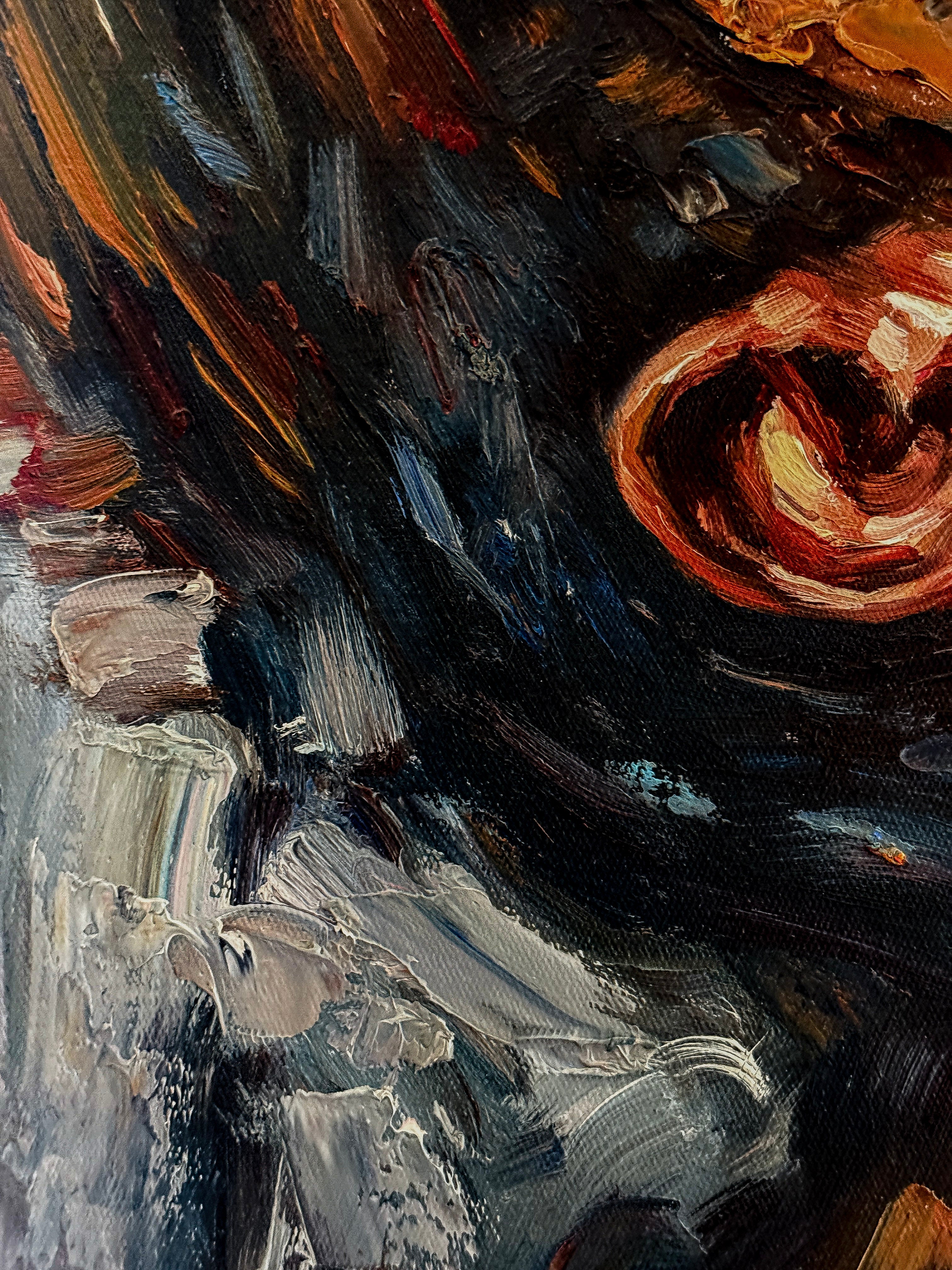 Close view of the raised face in Prayer Without Words