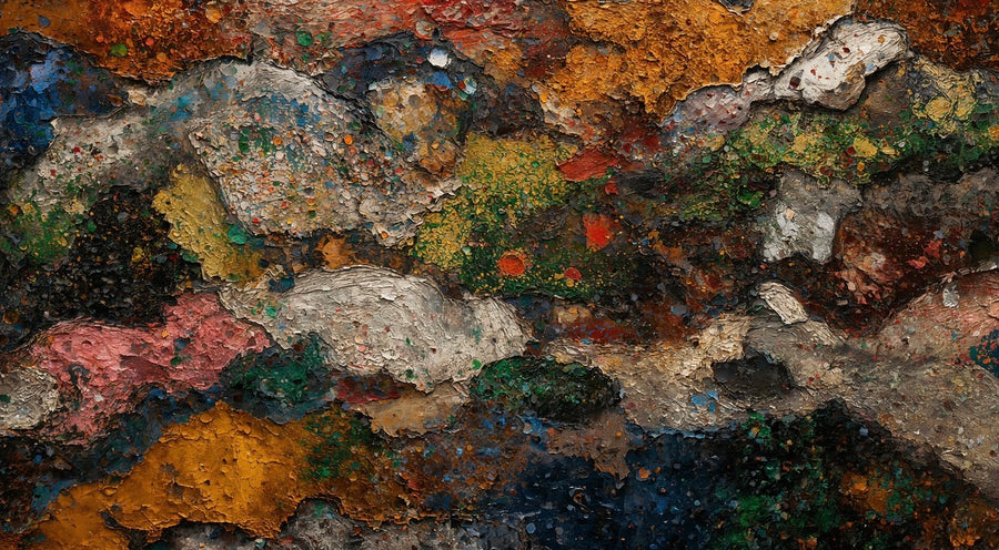 Close-up texture detail from a Mabazza Foundation painting
