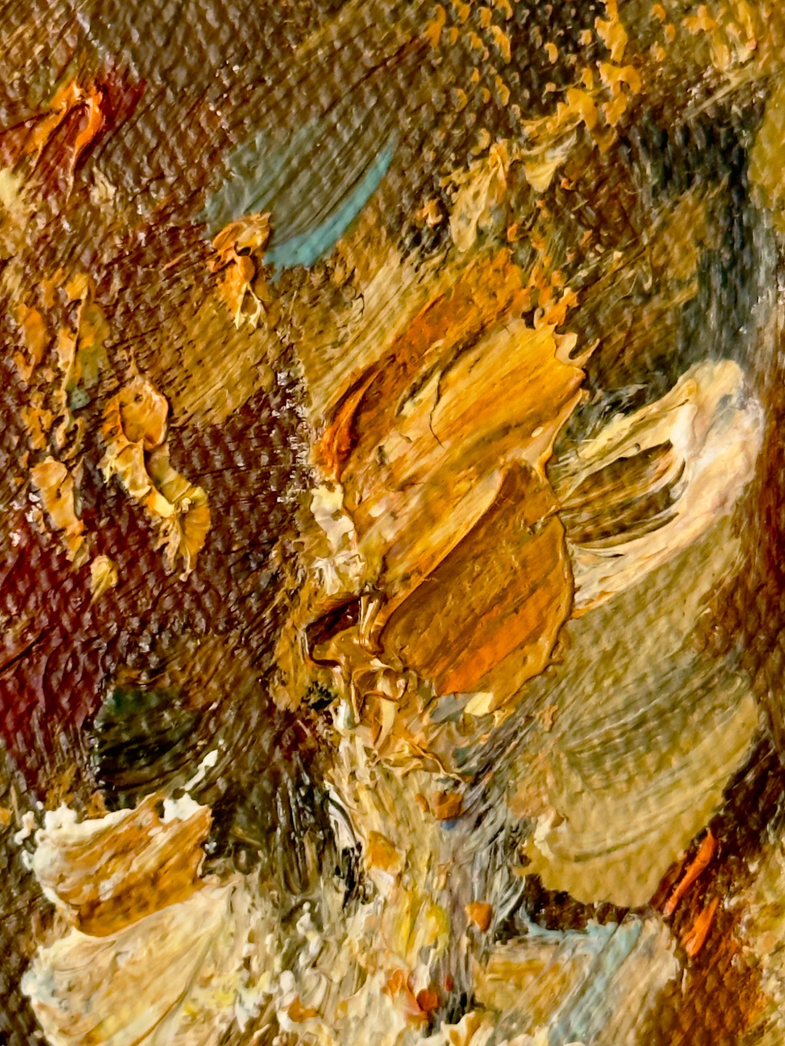 Cream and ochre impasto catching the light
