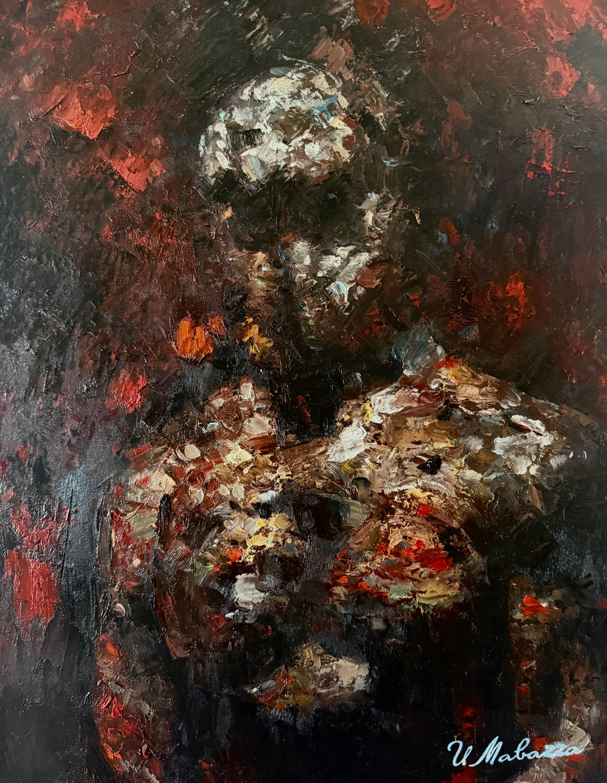 Profile in Crimson, original oil painting